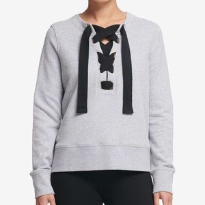 DKNY Sport  Stylish Lace Up Crop Sweater Size Sm